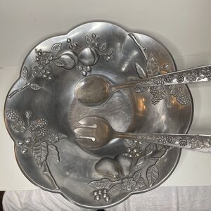 Lenox Silver Salad Bowl with Serving Set Vintage